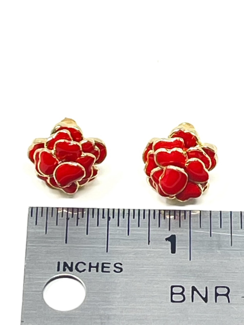 New Anthropologie Red Flower Earrings - Picture 4 of 4